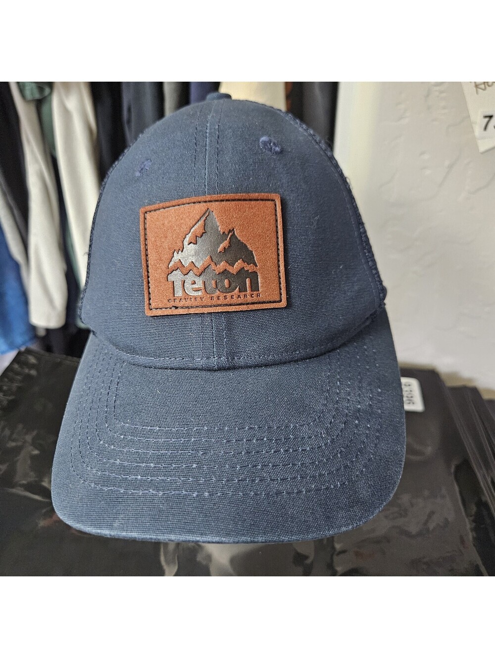 Teton Gravity Research Cotton Baseball Cap w/ Leather Logo Patch Snapback Blue